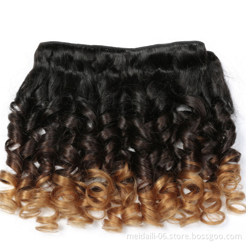 High Quality 8a Grade 1B/4/27 Ombre Brazilian Virgin Hair Spiral Curl Human Hair Bundles